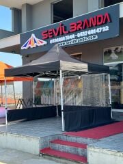3x3 KATLANIR GAZEBO TENTE 3 DUVARI ŞEFFAF PERDELİ