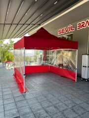 3x3 KATLANIR GAZEBO TENTE 3 DUVARI ŞEFFAF PERDELİ