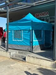 3X3 GAZEBO KAMP ÇADIRI ( ŞEFFAF KAPAKLI - UZUN SAÇAKLI )